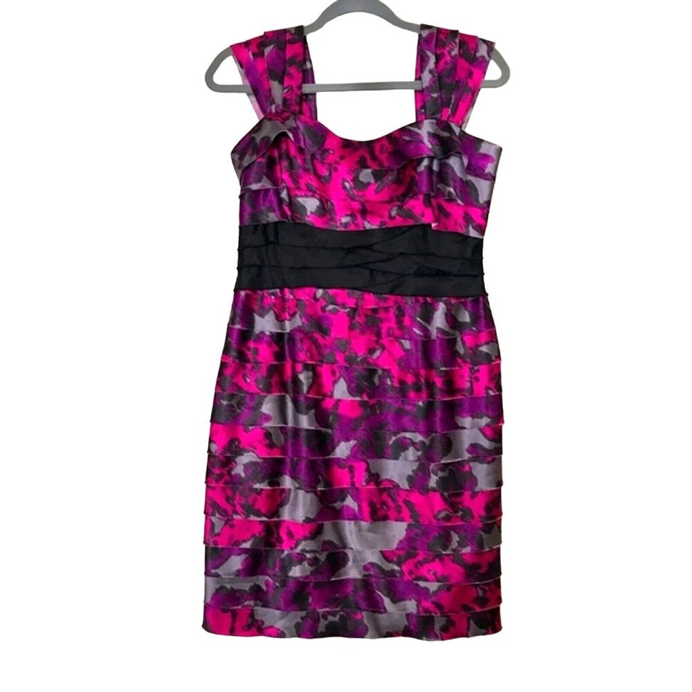 Jones New York Women's Multicolor Satin Banded Cocktail Dress Size 8. Prom